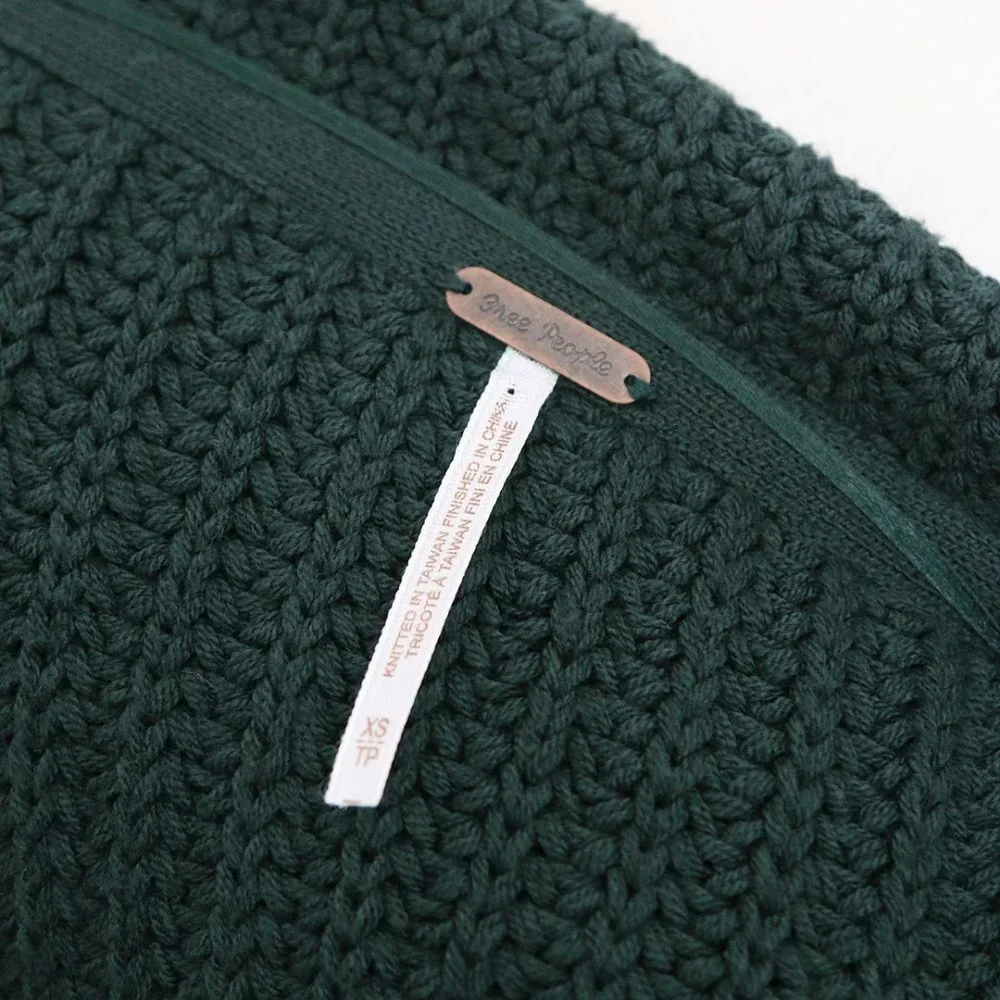 Free People Swim Too Deep Collar Longline Cardi Cardigan Hunter Green $158 XS - Picture 5 of 15